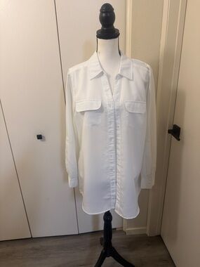 Classic White Button-Front Blouse